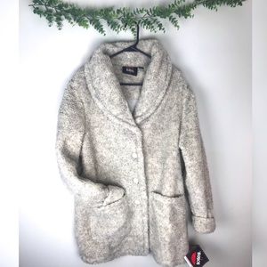 Sherpa Oversized Jacket Coat Gray/Cream